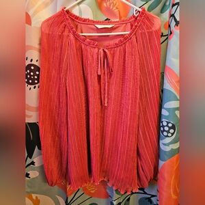 LC Lauren Conrad Rich Pinkish Orange Pleated Top